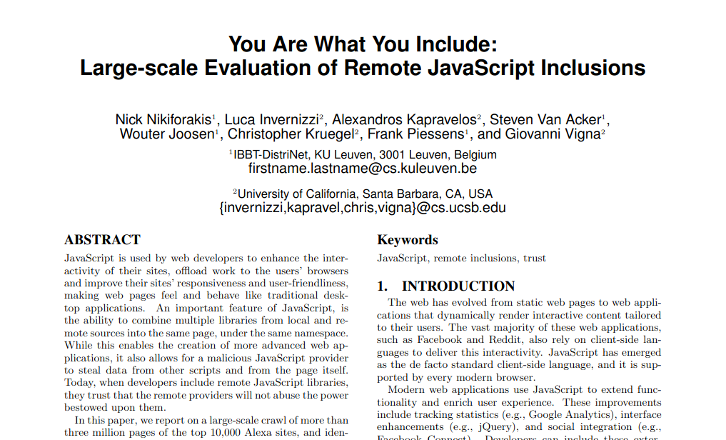 You are what you include, CCS 2012